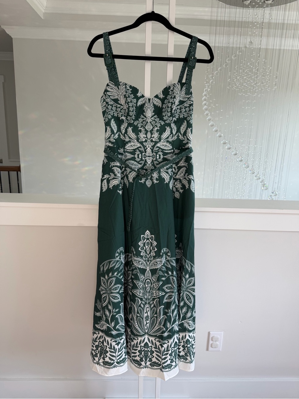 Commense Printed Green Dress with Belt - Picture 6 of 10